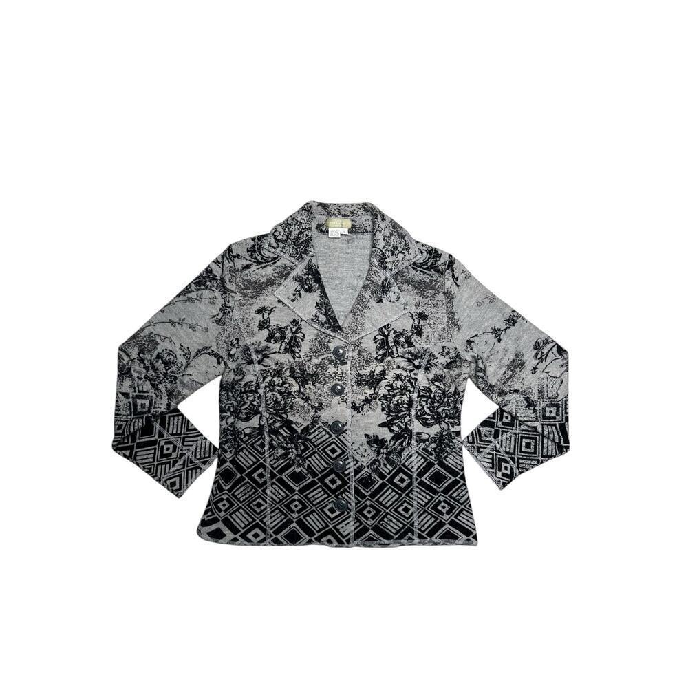 The Territory Ahead Women’s‎ 100% Wool Blazer Sweater - Floral / Geometric - S